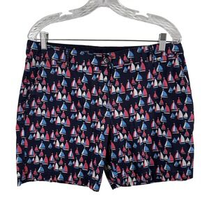 Talbots Shorts Women's 10 Blue Pink Sailboats Nautical Coastal Preppy Nantucket